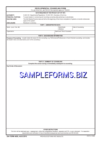 Developmental Counselling Form pdf free